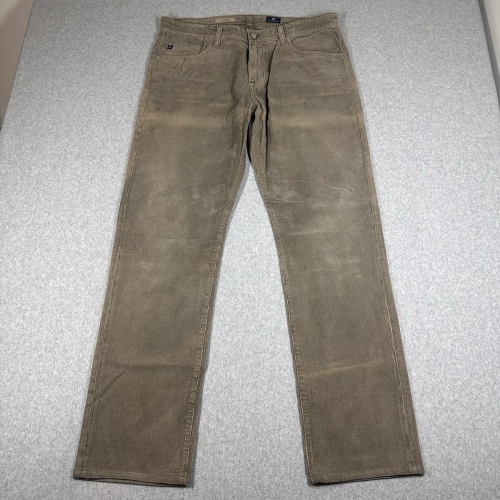 AG Adriano Goldschmied Corduroy 5-Pocket Pants Men's 36x33 Taupe Made In USA